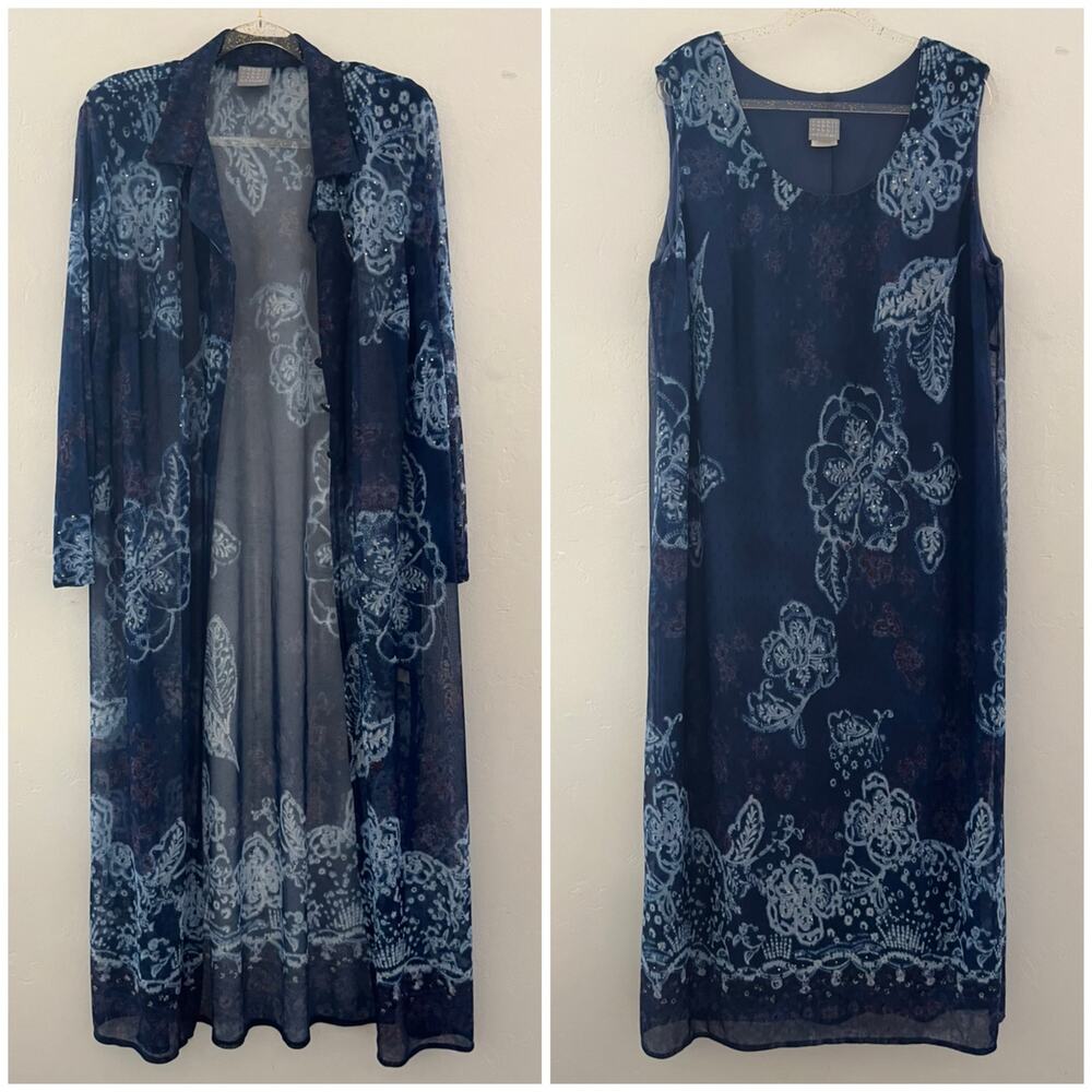 Vintage Rabbit Rabbit Rabbit Designs 2-Piece Dress Set Size 16W Maxi Modest USA - Picture 1 of 15